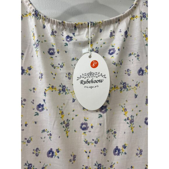 NWT Rubehoow Women's Nightgown Victorian Long Sleeve Pockets Purple White Size S - Picture 3 of 7